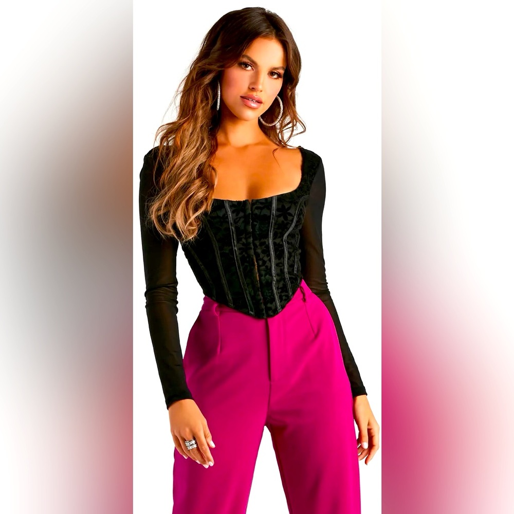 Elegant Black Long Sleeve Women's Top